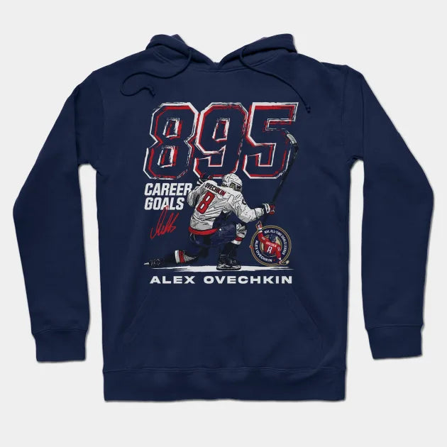 Alex Ovechkin Washington 895 Career Goals Grunge Hoodie
